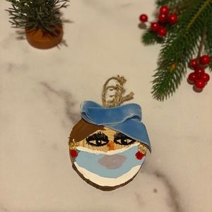 Hand painted face Christmas ornament